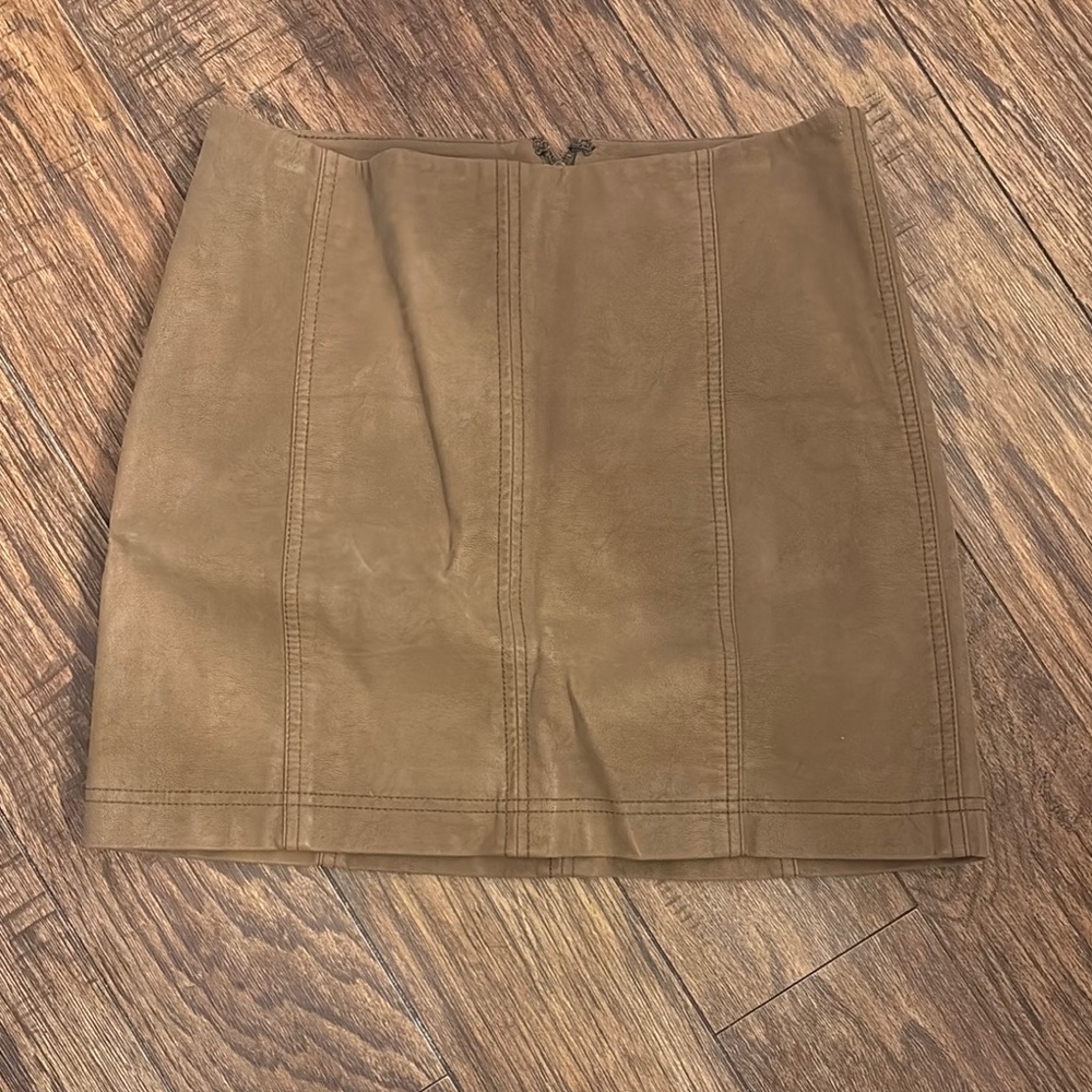 Free People Tan Pencil Mini Skirt Casual - Picture 2 of 5